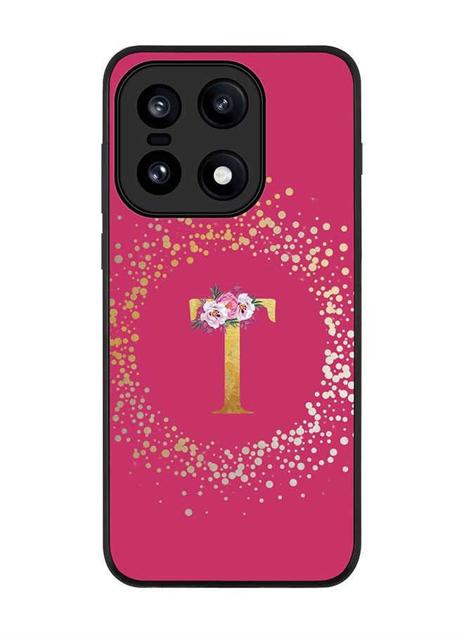 For OnePlus 15 Case,Slim fit Camera Protection, Shockproof Thin Phone cover  - Custom Monogram Floral - T ( Deep Pink )